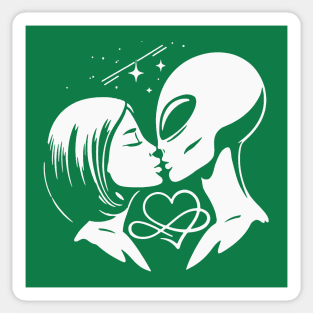 Alien Kissing Human Sticker